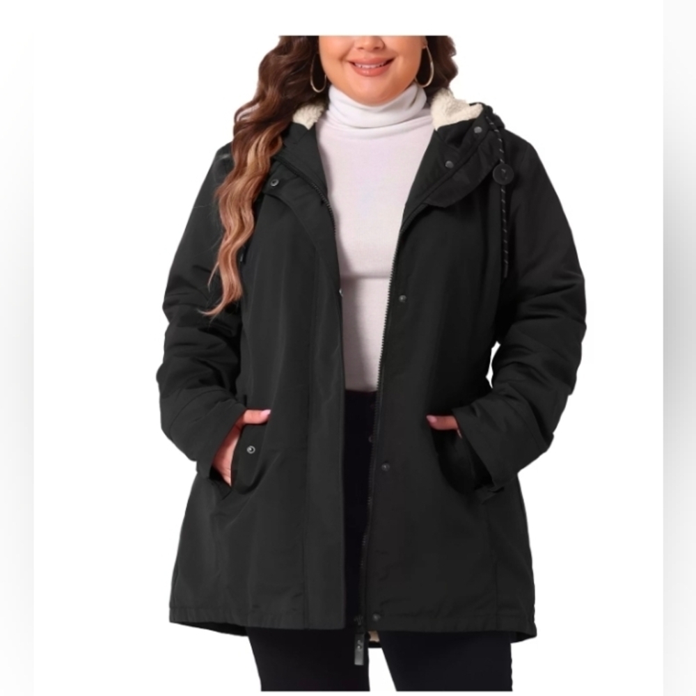 Classic Black Puffer Coat with Faux Fur Hood